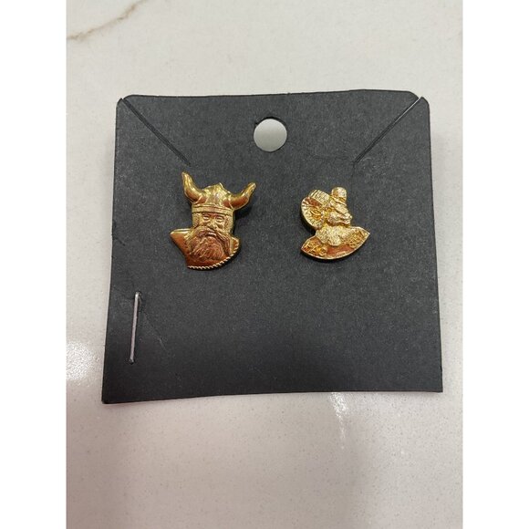 Viking and Ram Lapel Pin Set Gold Tone - Picture 1 of 5